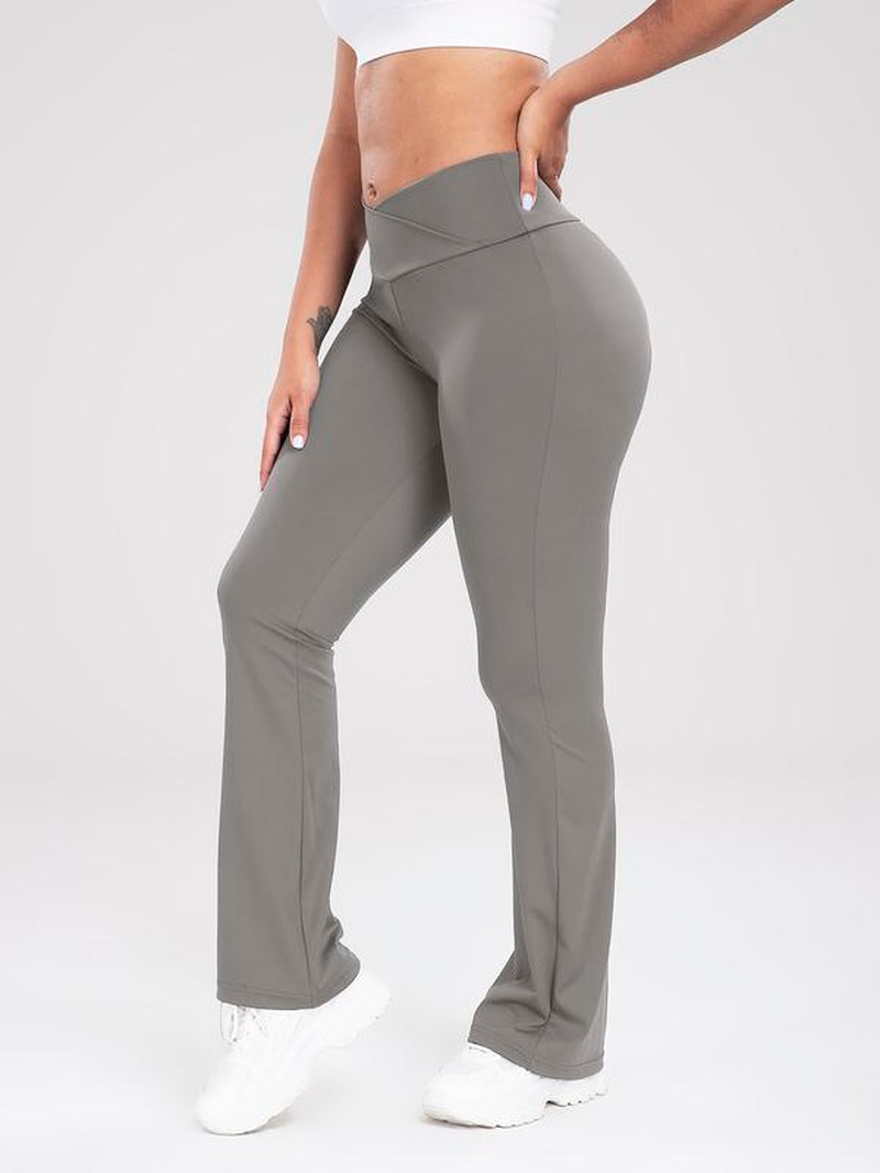 Women High-Waisted Flare Leggings Crossover Yoga Pants with Tummy Control Wide Leg Workout Flared Pants