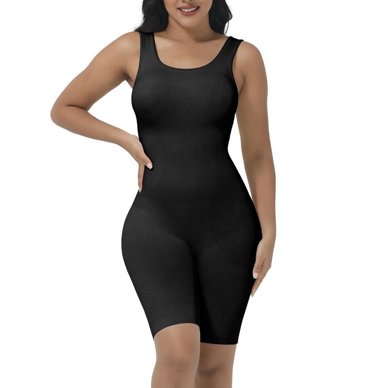 Soo Slick Snatch Me up Playsuit for Women Tummy Control Seamless Ribbed Square Neck Rompers| One Piece Sleeveless Yoga Workout Jumpsuits