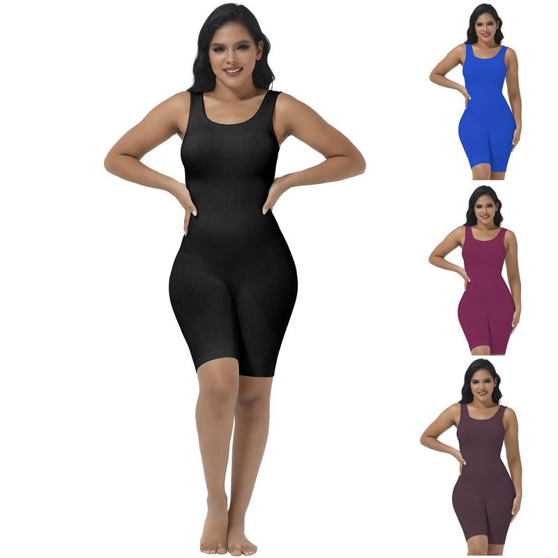 Soo Slick Snatch Me up Playsuit for Women Tummy Control Seamless Ribbed Square Neck Rompers| One Piece Sleeveless Yoga Workout Jumpsuits