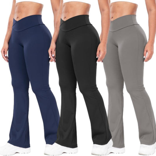 Women High-Waisted Flare Leggings Crossover Yoga Pants with Tummy Control Wide Leg Workout Flared Pants