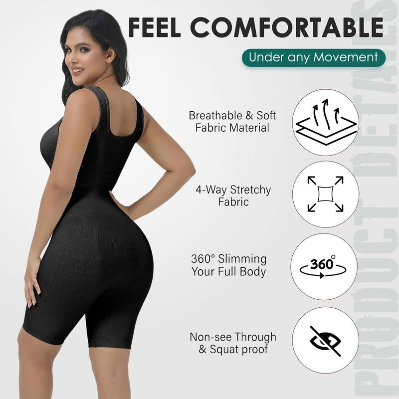 Soo Slick Snatch Me up Playsuit for Women Tummy Control Seamless Ribbed Square Neck Rompers| One Piece Sleeveless Yoga Workout Jumpsuits