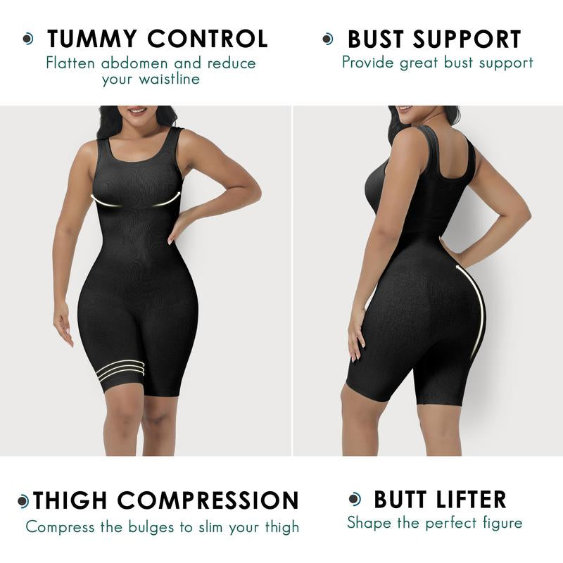 Soo Slick Snatch Me up Playsuit for Women Tummy Control Seamless Ribbed Square Neck Rompers| One Piece Sleeveless Yoga Workout Jumpsuits